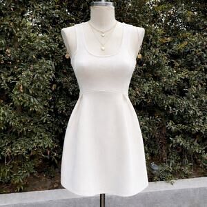 Vintage Y2K Event Cream Mini Flare Tank Dress Women’s Small USA Made